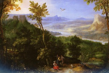 地味なシーン Painting - 人物のある広大な風景 フランドルのヤン・ブリューゲル（長老）